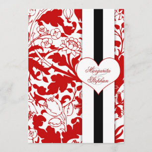 invitation à dîner de répétition rouge damassé