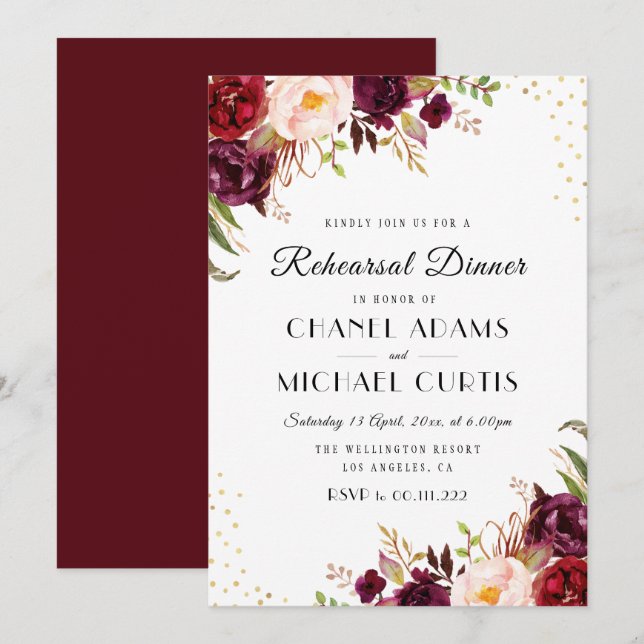 invitation à dîner de répétition rustique (Devant / Derrière)