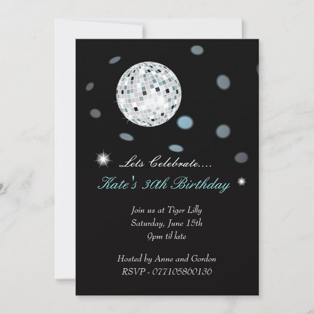 Invitation à Disco Ball Party (Devant)