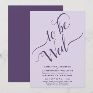 Invitation À Être Mer Élégante Calligraphie Violet Mariage