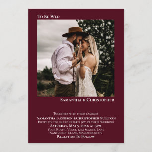 Invitation À être mûr Moderne Minimal Burgundy Mariage photo