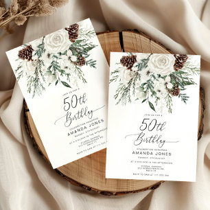 Invitation À feuillage persistant hiver 50e anniversaire célé