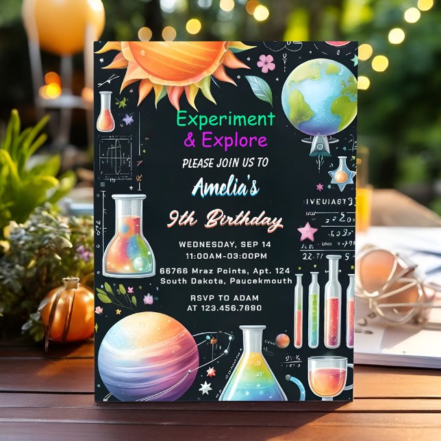Invitation À Fun Lab Kids Geek Nerd Mad Science 9e anniversai (Créateur téléchargé)