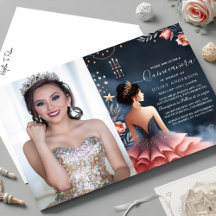 À Glam Ball Gown Spark Dark Navy Blue Quinceanera