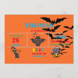 Invitation à Halloween pour chats et chauves-souri