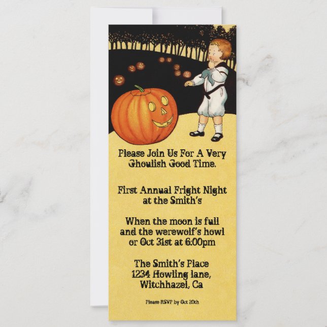 Invitation à Halloween Vintage Citrouille (Devant)