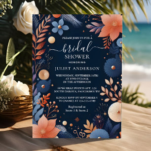 Invitation À Hydrangea Fête des mariées Métallique Bleue Mari