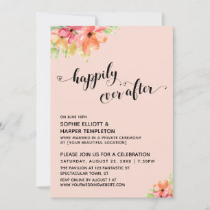 Invitation À jamais après les cœurs script blush boho floral