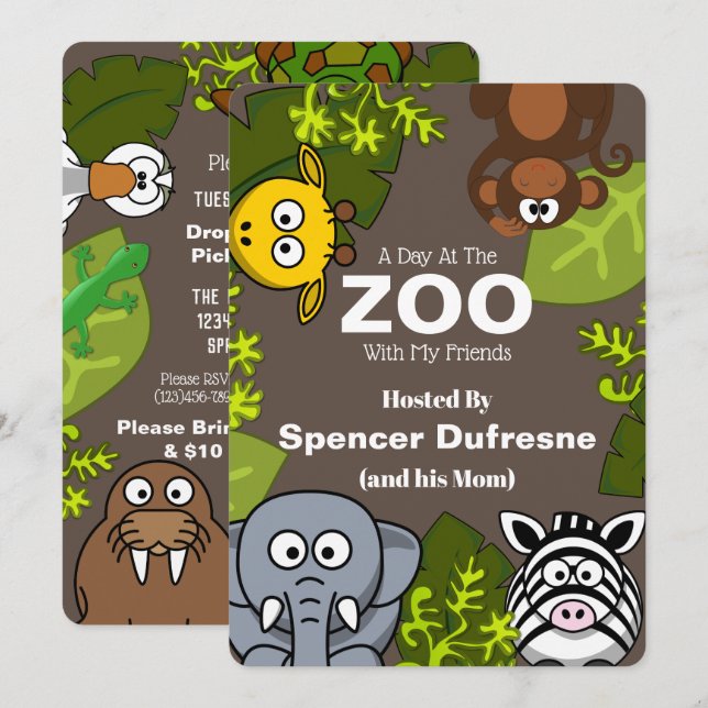 Invitation à jouer de Zoo Child (Devant / Derrière)