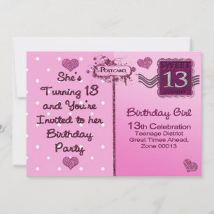 Invitation à la 13e fête d'anniversaire - Carte po