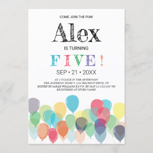 Invitation à la 5e fête des ballons d'anniversaire