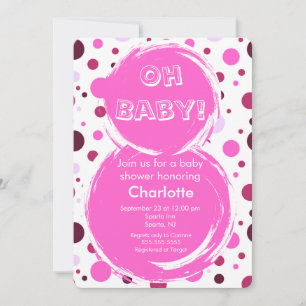 Invitation à la Baby Shower à pois roses