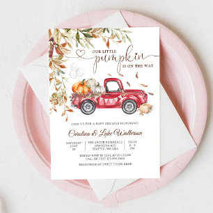 Invitation à la baby shower automnale sur le thème