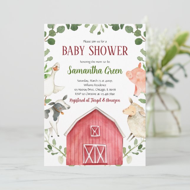 Invitation à la Baby Shower avec des Animaux de la (Debout devant)