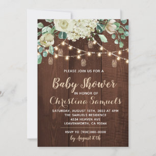 Invitation à la baby shower avec guirlande lumineu
