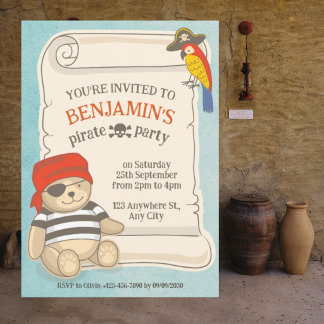Invitation à la baby shower avec un ours en peluch