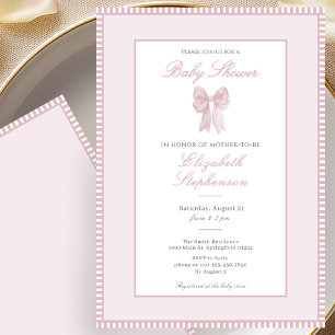 Invitation à la baby shower avec un simple nœud ro