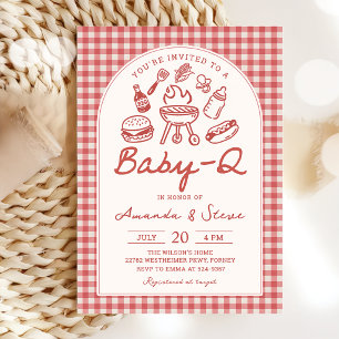 Invitation à la baby shower barbecue de jardin Red