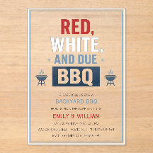 Invitation à la Baby Shower BBQ Rouge Blanc et Béb