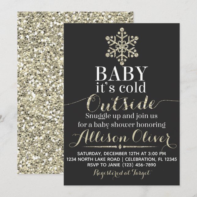 Invitation à la Baby Shower "Bébé, il fait froid d (Devant / Derrière)