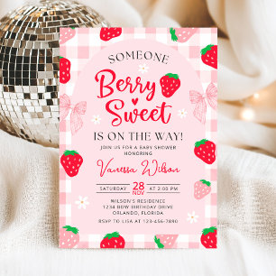 Invitation à la Baby Shower Berry Sweet Strawberry