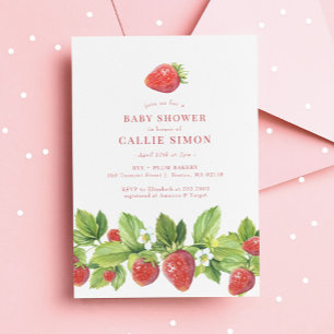 Invitation à la Baby Shower Berry Sweet Strawberry
