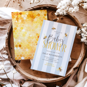 Invitation à la Baby Shower Bleu Miel pour Maman F