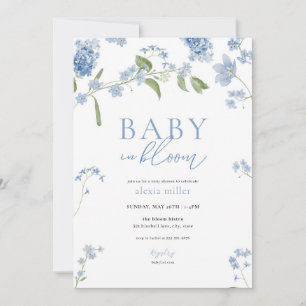 Invitation à la Baby Shower Boy Blue Baby en fleur