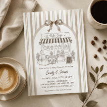 Invitation à la Baby Shower Café Bebe Brun Maison