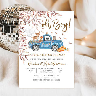 Invitation à la baby shower camion forestier