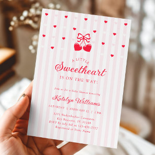 Invitation à la baby shower Cherry Valentine Bow