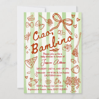 Invitation à la Baby Shower Ciao Bambino