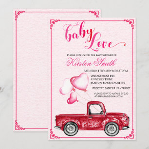 Invitation à la baby shower Cœurs Ballons Bébé Amo