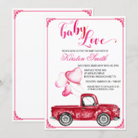 Invitation à la baby shower Cœurs Ballons Bébé Amo