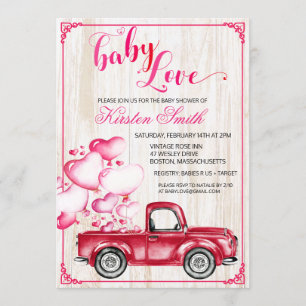 Invitation à la baby shower Cœurs Ballons Bébé Amo