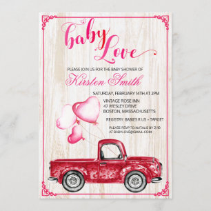 Invitation à la baby shower Cœurs Ballons Bébé Amo