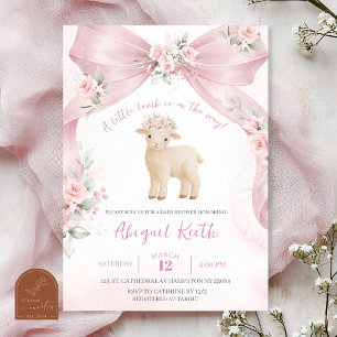 Invitation à la baby shower Coquette Lamb avec un