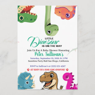 Invitation à la Baby Shower de Dinosaure Mignon