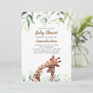 Invitation à la baby shower de la girafe verte