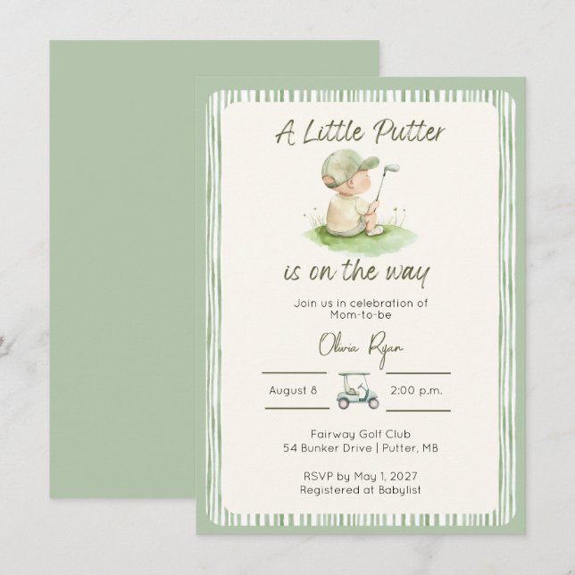 Invitation à la baby shower de Little Putter Golf (Devant / Derrière)