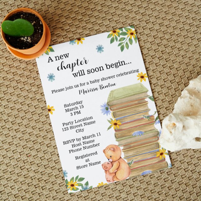 Invitation à la Baby Shower de l'Ours Livresque (Créateur téléchargé)
