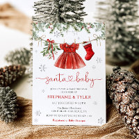 Invitation à la baby shower d'hiver Santa Baby Noë