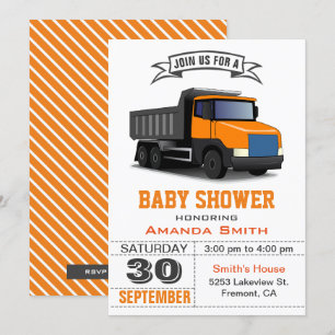 Invitation à la baby shower du camion orange
