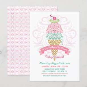 Invitation à la Baby Shower Fille Cornichons et Cr