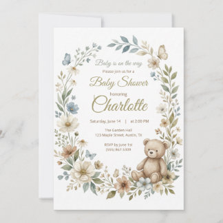Invitation à la baby shower Fleur Sauvage