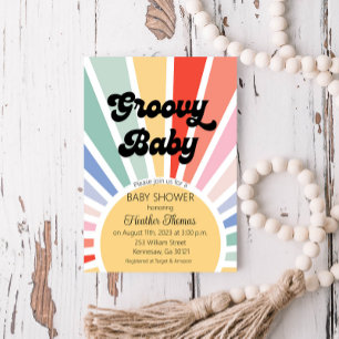 Invitation à la Baby Shower Groovy Baby Sunshine