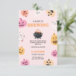 Invitation à la Baby Shower Halloween Baby is Brew