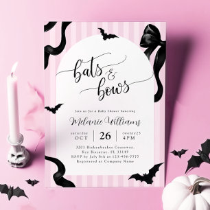 Invitation à la baby shower Halloween Bats and Bow