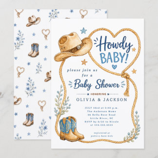 Invitation à la baby shower Howdy Baby Cowboy