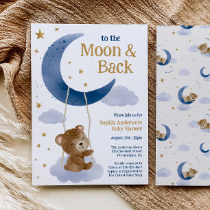 Invitation à la Baby Shower « Jusqu'à la Lune et R
